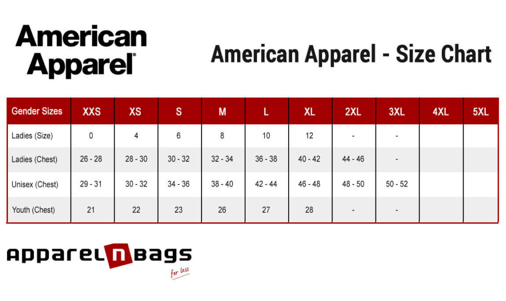 American Apparel Size Chart ApparelGator