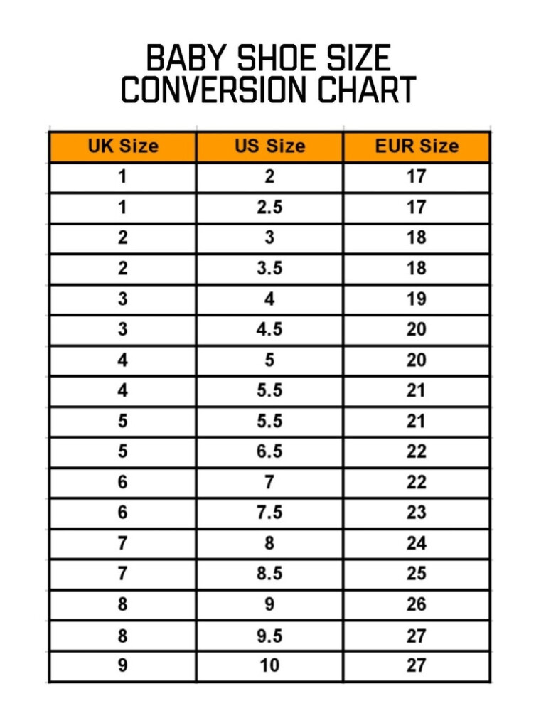 Baby And Kid 39 s Shoe Size Conversion Chart Us UK EUR Children Shoe 
