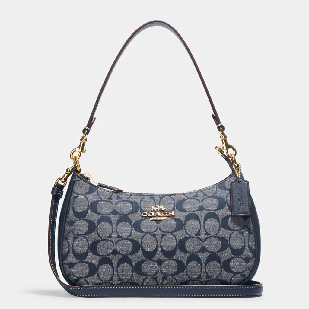 Coach Blue Canvas And Leather Shoulder Bag Coach The Luxury Closet