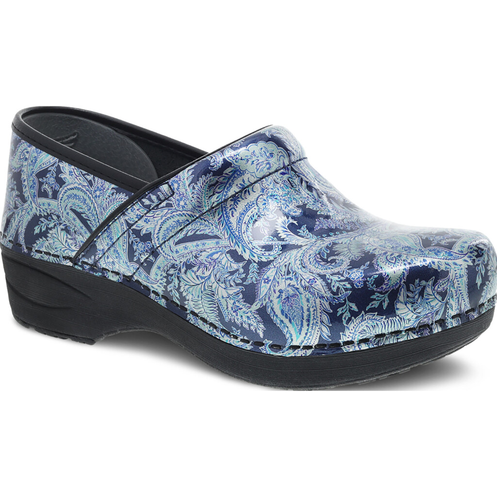 Dansko XP 2 0 Women 39 s Slip Resistant Blue Paisley Patent Work Clog 