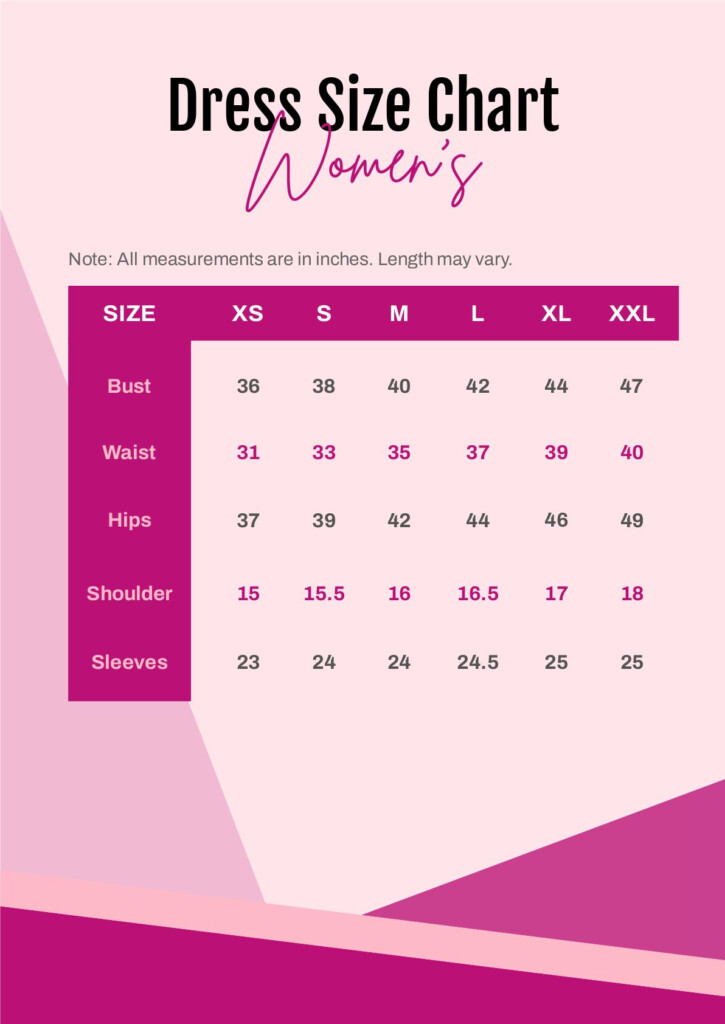 Dress Size Chart Women 39 s In PDF Download Template