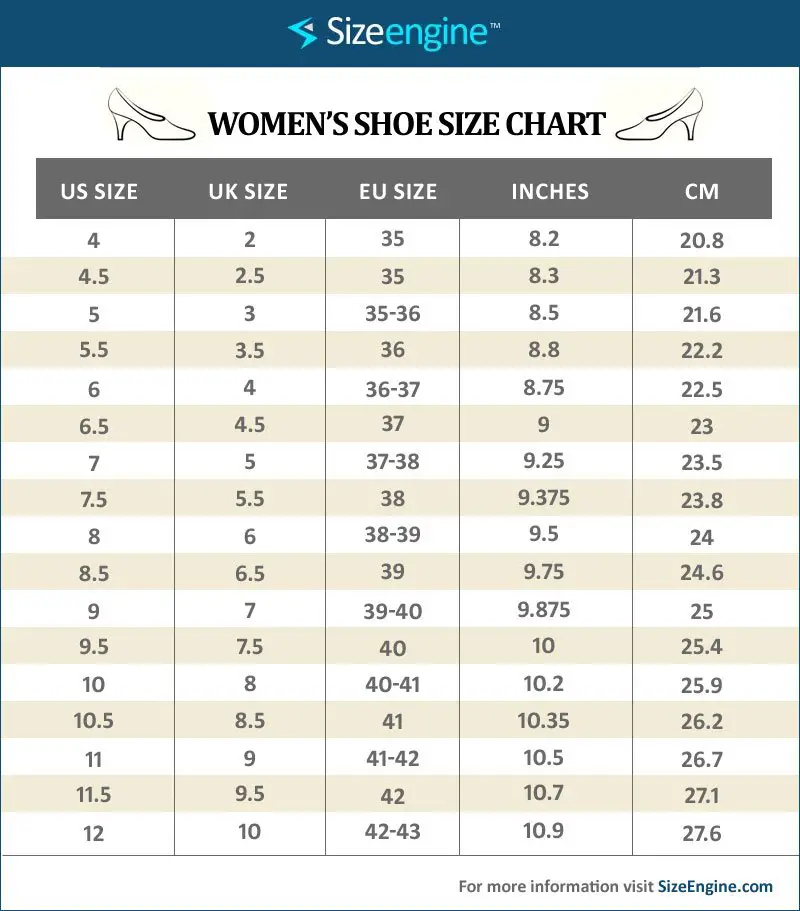 Female Shoe Sizes Chart Women 39 s Shoes Size Chart