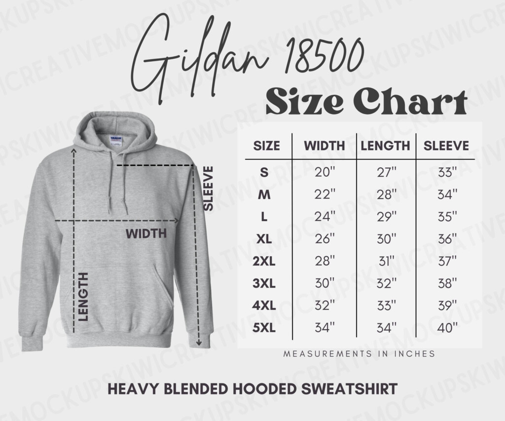 Gildan 18500 Size Chart Gildan Size Guide Sweatshirt Size 