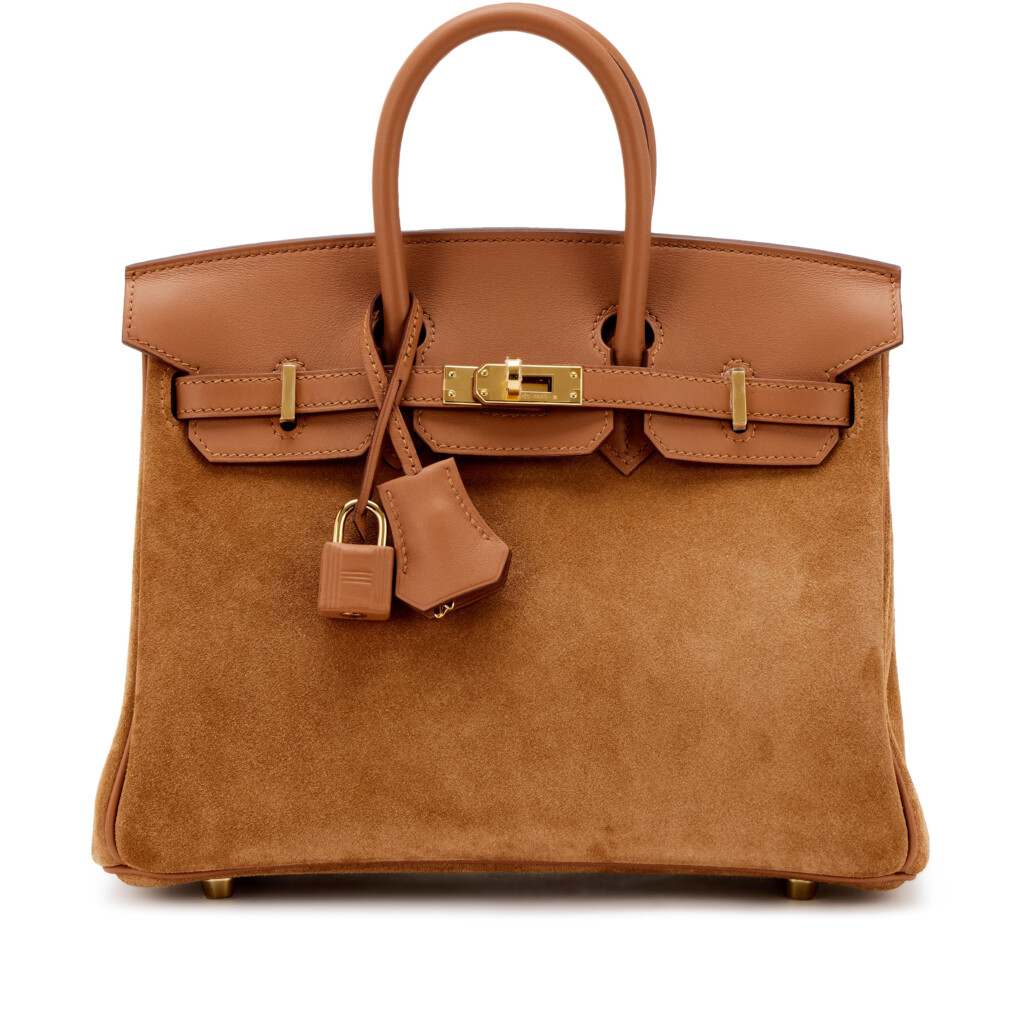 Herm s Gold Swift And Grizzly Suede Birkin 25 Gold Hardware 2022 