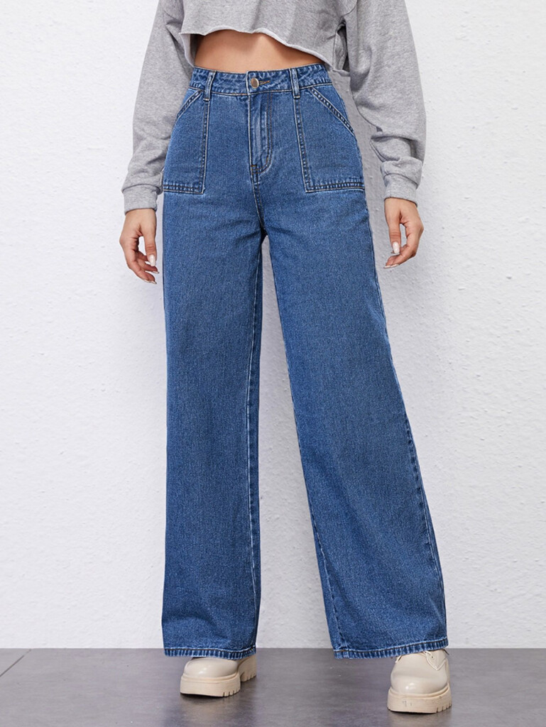 High Rise Wide Leg Jeans Outfits Con Jeans Fashion Pants Denim 