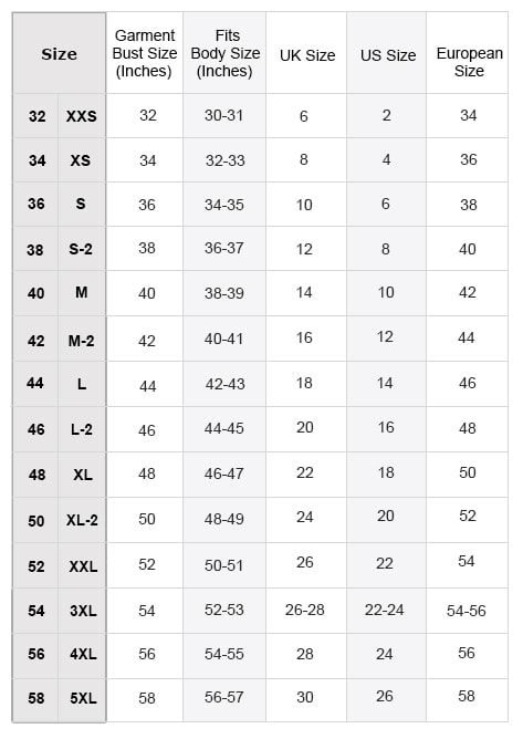 Indian Dress Size Chart To Us She Likes Fashion