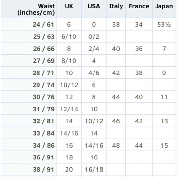 International Concepts Size Chart Zoraya