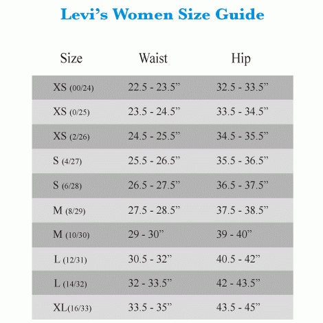 Levi Size Chart Conversion Minga