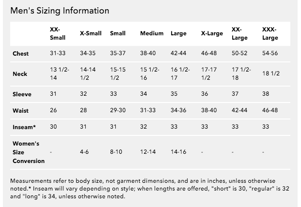 Patagonia Xs Size Chart A Visual Reference Of Charts Chart Master