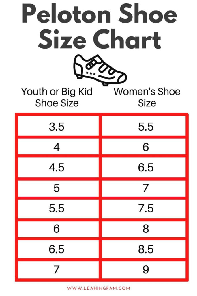 Peloton Shoe Size Chart Women To Kids Leah Ingram