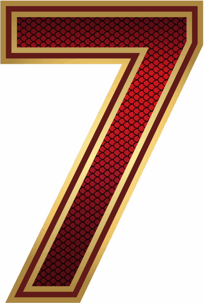 Red And Gold Number Seven PNG Image