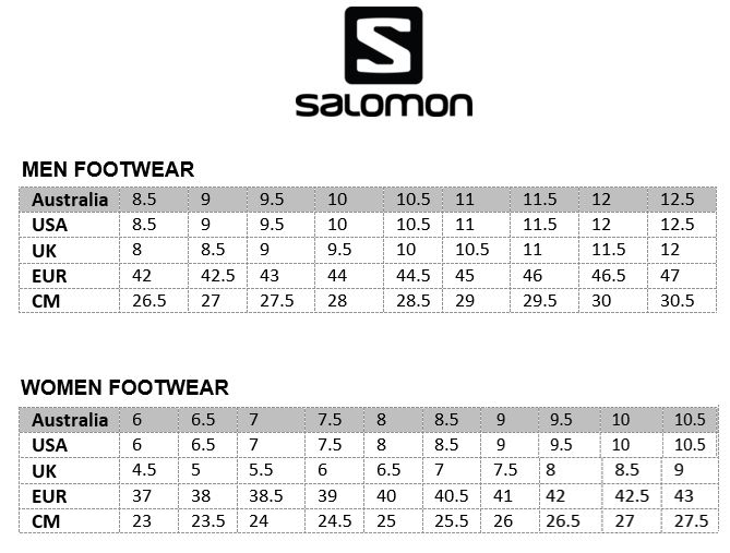 Salomon Shoe Size Chart Www inf inet
