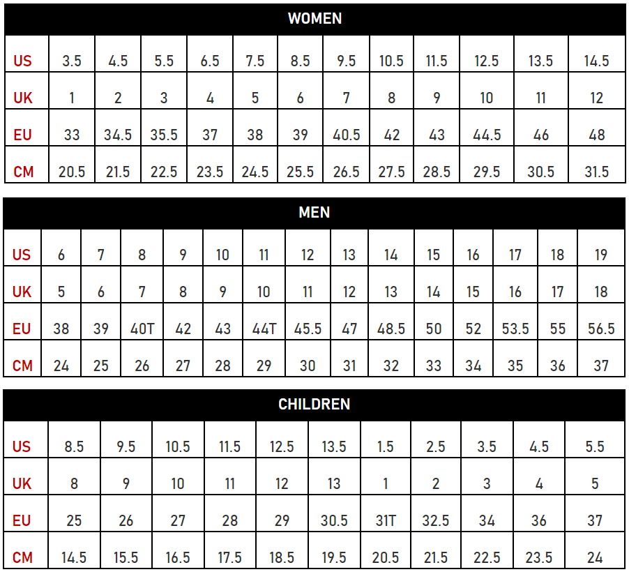 Size Chart Bata lk