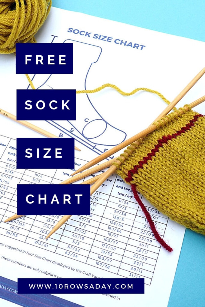 Sock Size Chart Free Download 10 Rows A Day