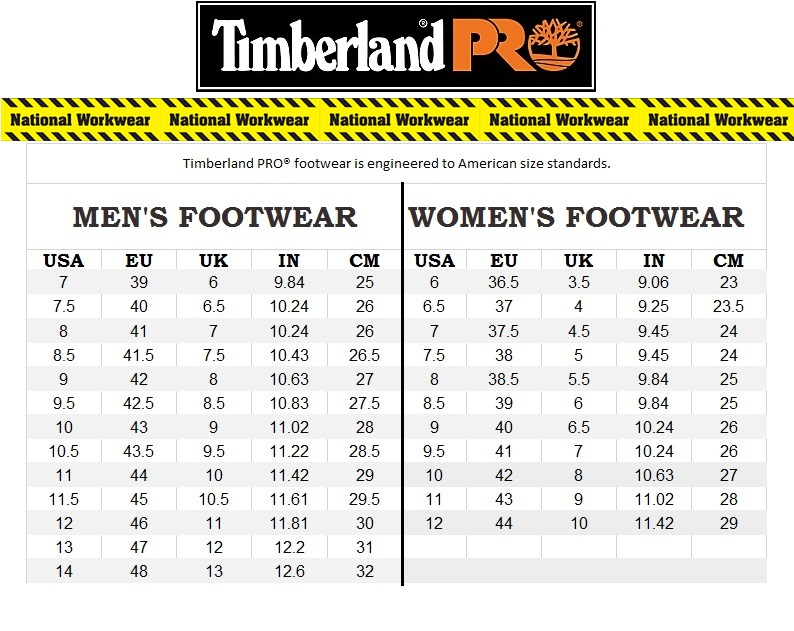 Timberland PRO Size Chart Workshoes And Boots Sizing Guide
