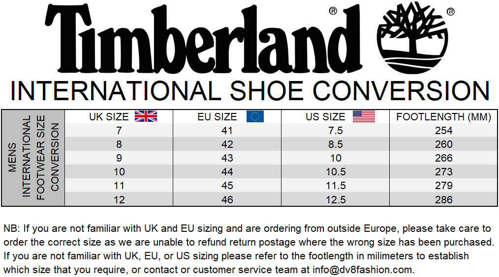 Timberland Size Chart Kids