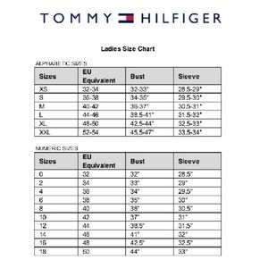 Tommy Hilfiger Size Chart Shoes