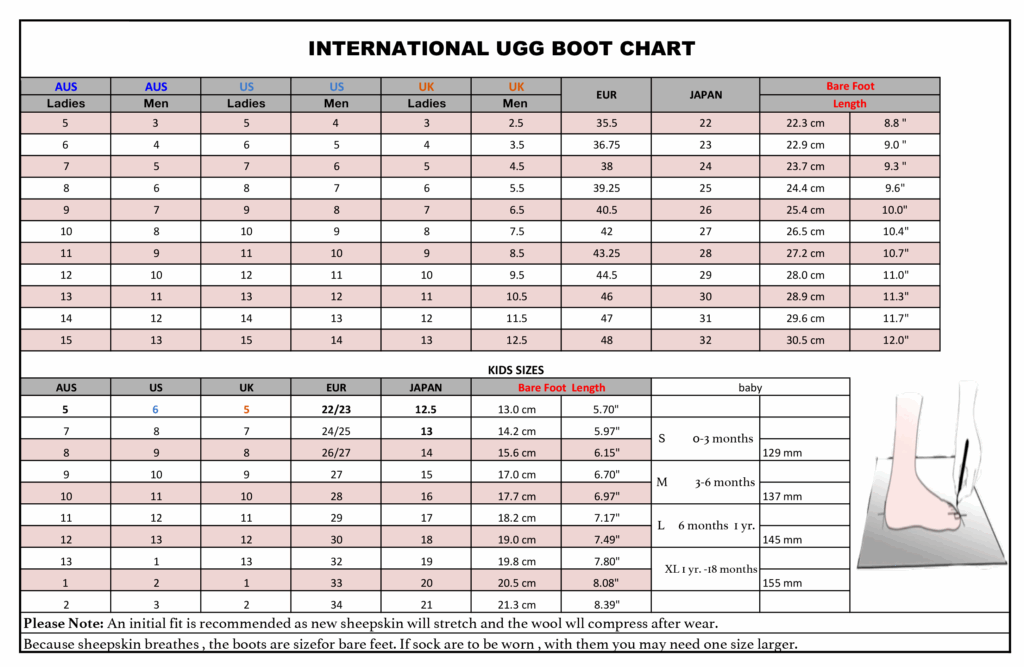 Ugg Slippers Sizing Chart