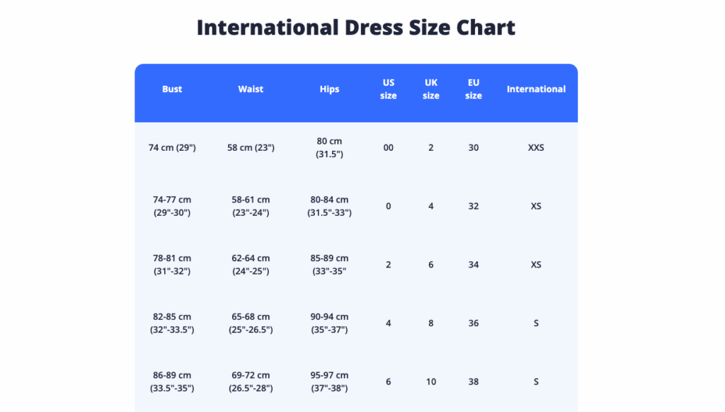 Usa Uk European Size Conversion Chart Dress Size Chart Women Keski