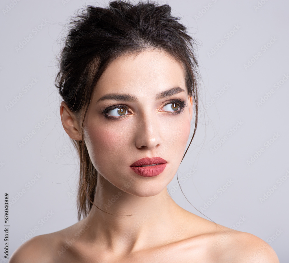 Woman With Beauty Brown Hair Portrait Of Brunette Woman With Beautiful 