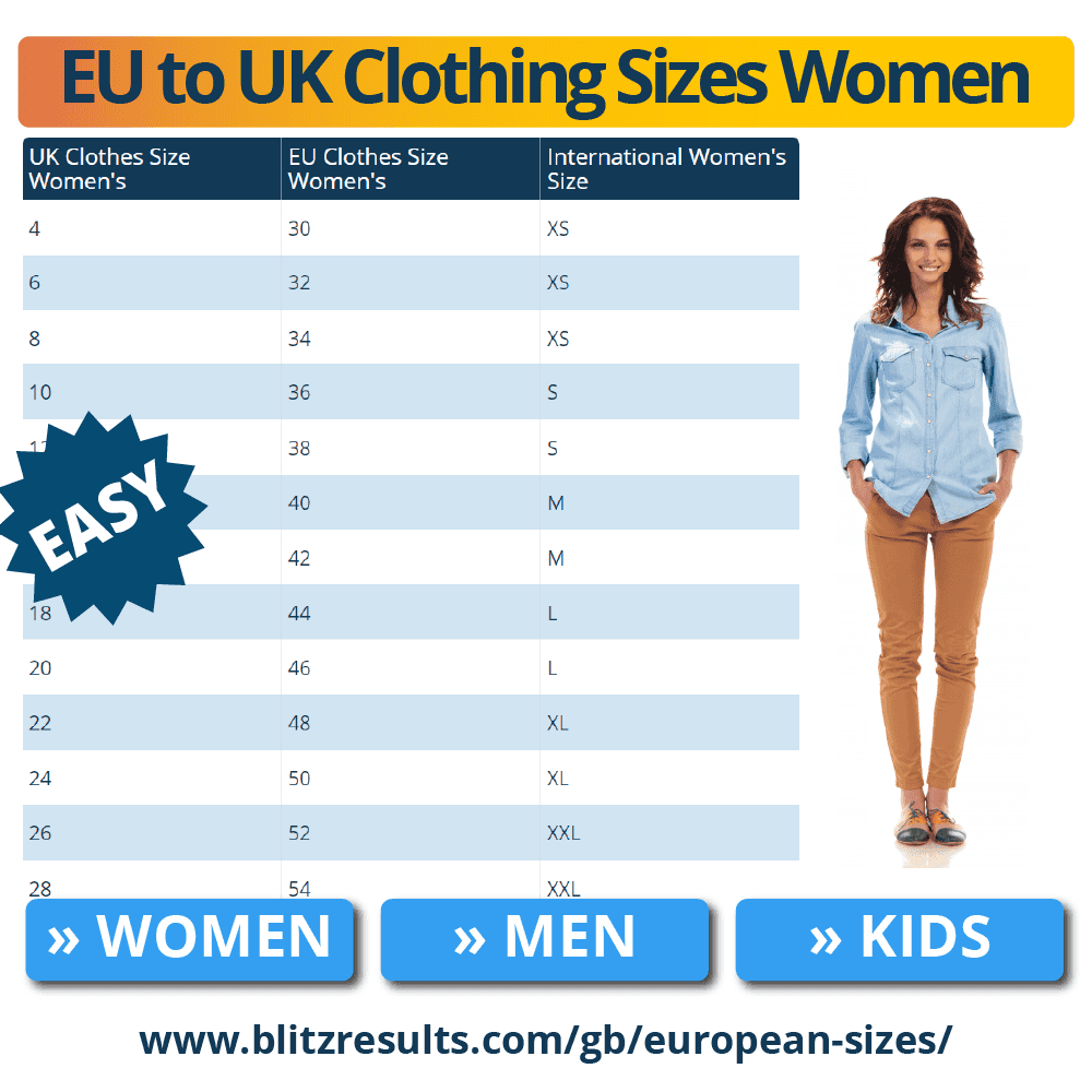 Women 39 s European Size Chart At Bette Westberg Blog