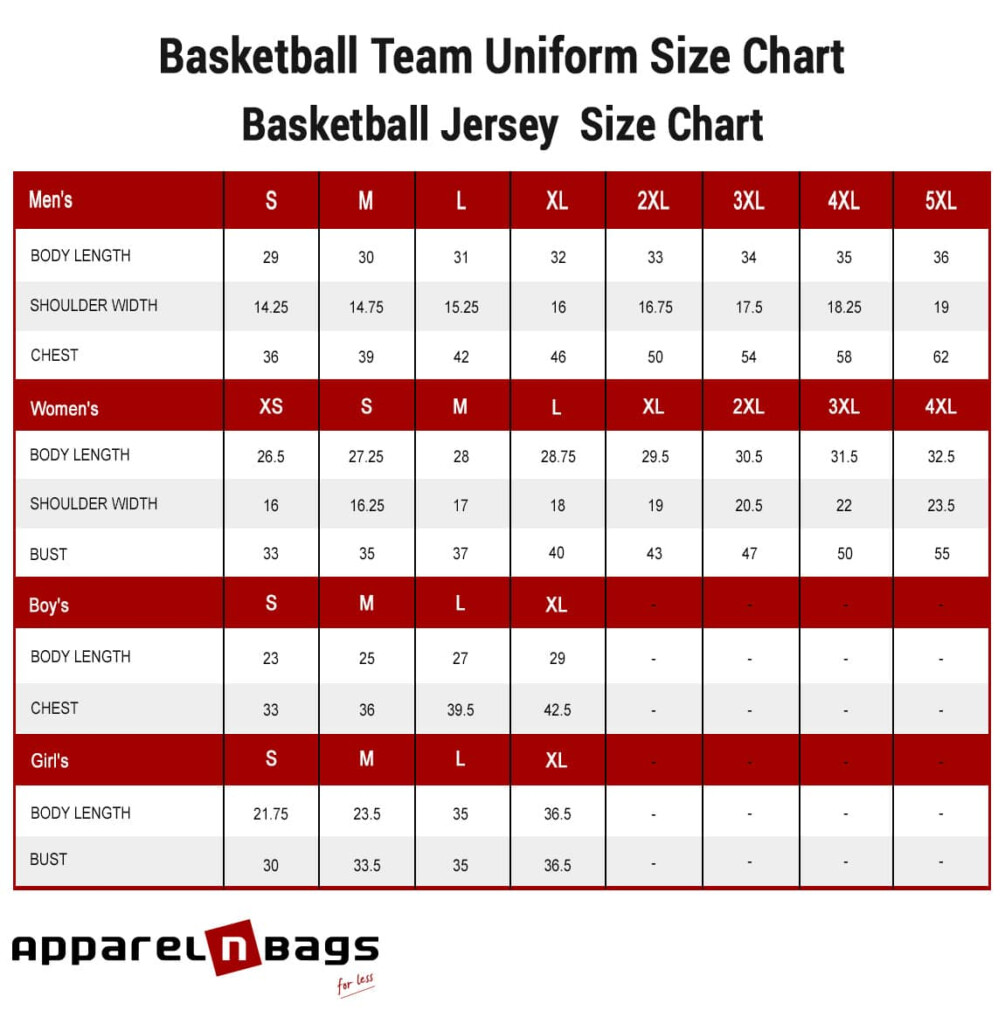 Youth Jersey Size Chart Basketball