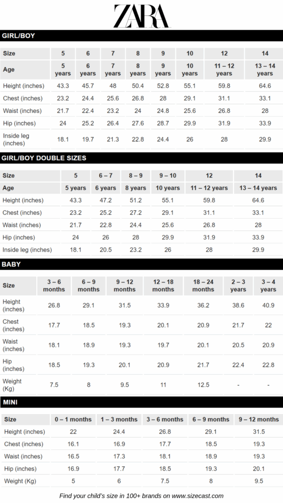 Zara Size Chart Jeans